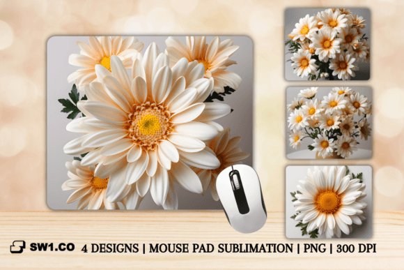 Download 3D White Daisy Mouse Pad Sublimation PNG - Sublimation png Collection
